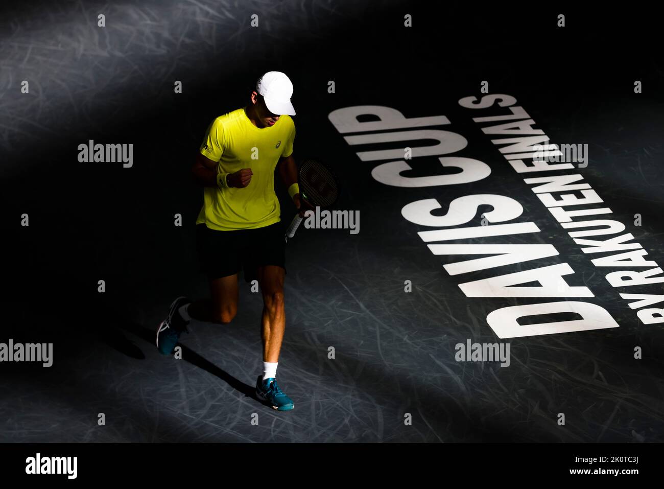 Hambourg, Allemagne. 13th septembre 2022. Tennis, hommes, coupe Davis, scène de groupe, groupe C, Scène de groupe, Belgique - Australie. De Minaur (Australie) - Goffin (Belgique). Alex de Minaur clenches un poing. Credit: Frank Molter/dpa/Alay Live News Banque D'Images