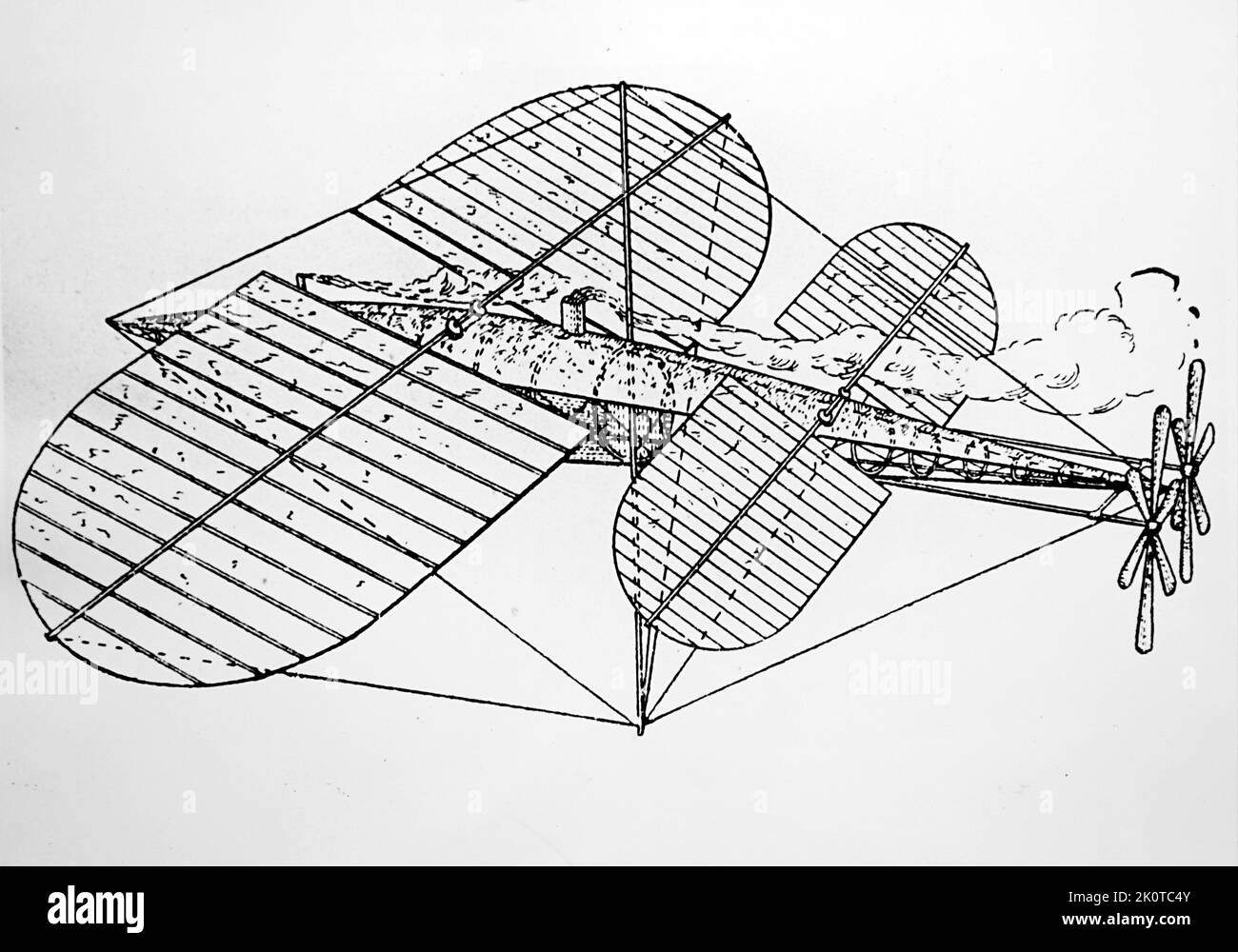 Le premier modèle d'avion à vapeur de Samuel Pierpont Langley. Samuel Pierpont Langley (1834-1906) un américain, astronome, physicien, inventeur du bolomètre et pionnier de l'aviation. Daté du 19th siècle Banque D'Images