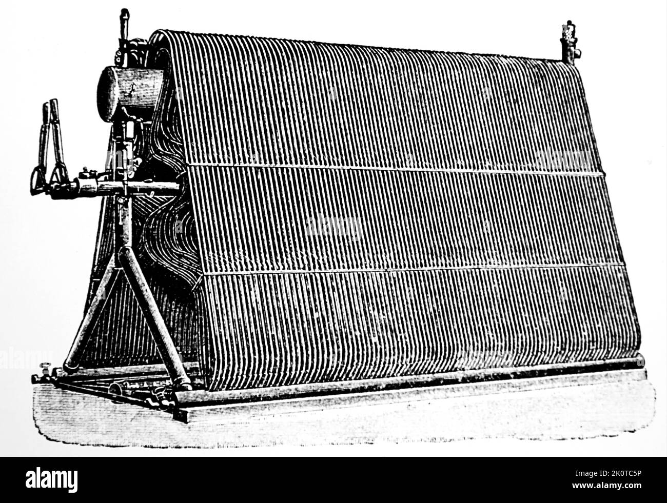 La chaudière à tube d'eau de Hiram Maxim de sa machine volante. Hiram Maxim (1840-1916) inventeur britannique. Daté du 19th siècle Banque D'Images