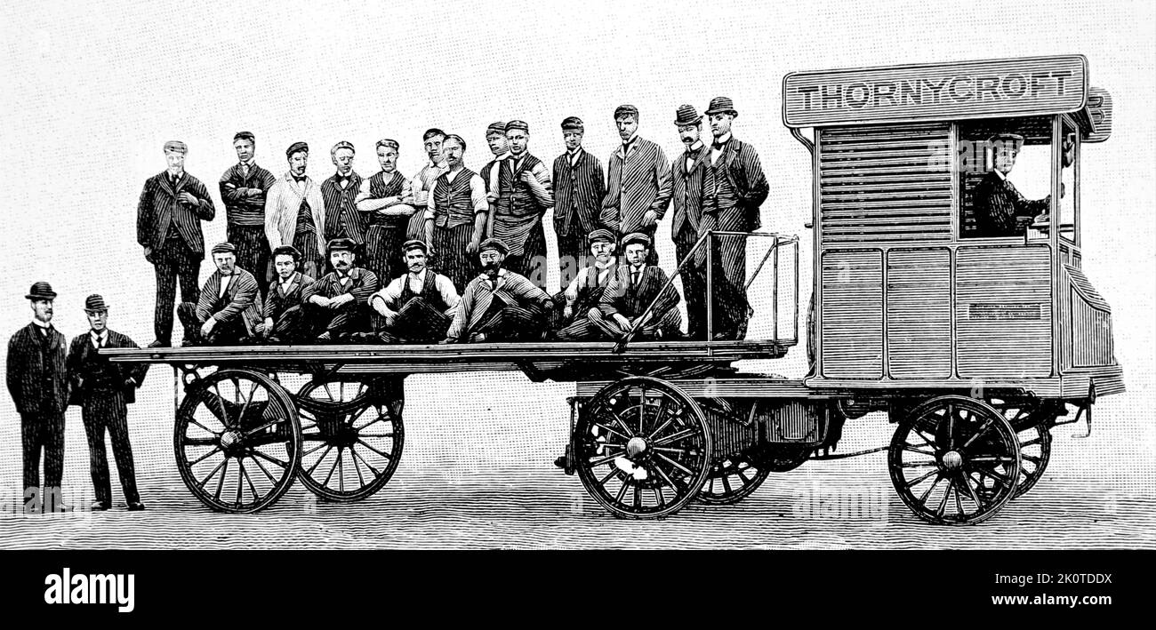 Camion à vapeur Thorneycroft, construit dans leur usine à Chiswick.1899 Banque D'Images