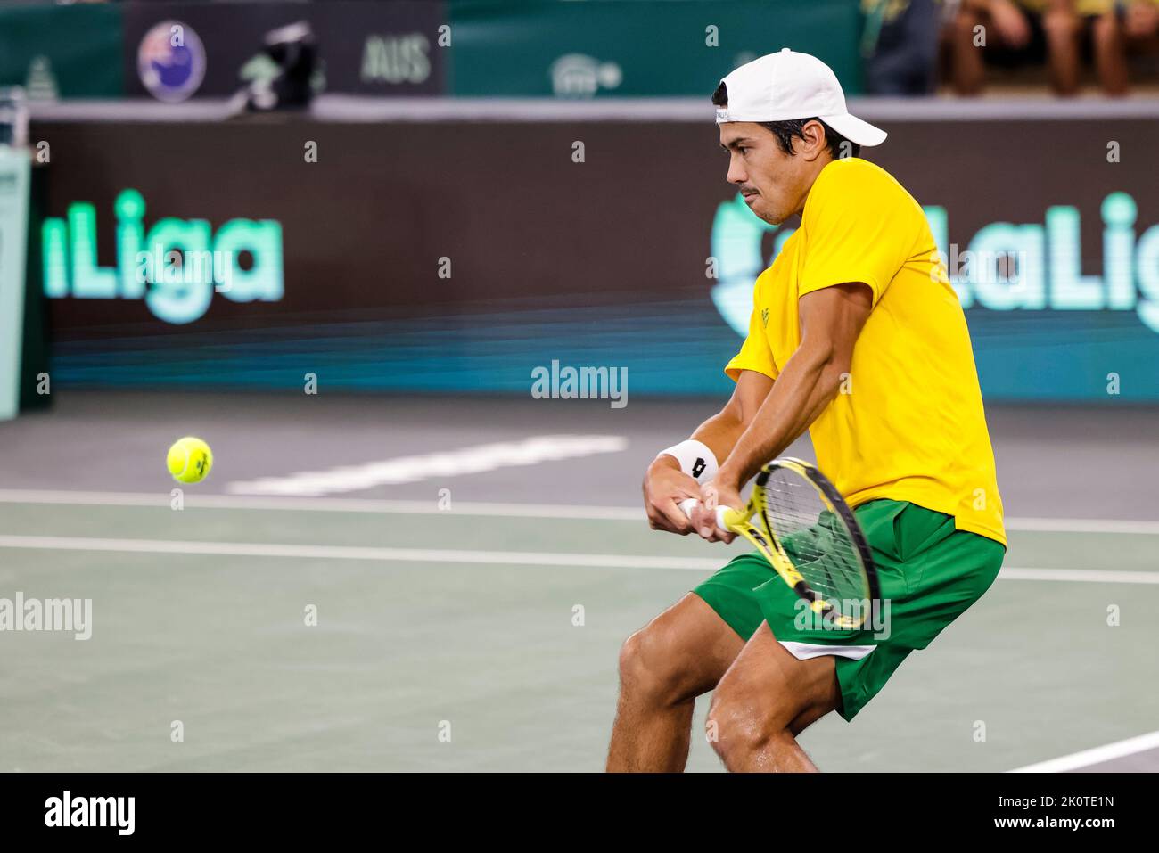 Hambourg, Allemagne, 13th septembre 2022. L'australien Jason Kubler est en action lors du match de groupe entre la Belgique et l'Australie à la finale de la coupe Davis 2022 à Hambourg, en Allemagne. Crédit photo: Frank Molter/Alamy Live News Banque D'Images
