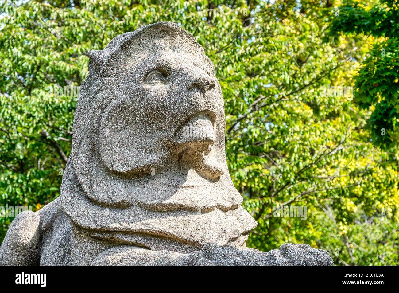 Stone Lion sculpture, édifice du gouvernement de l'Ontario dans Exhibition place, Toronto, Canada Banque D'Images