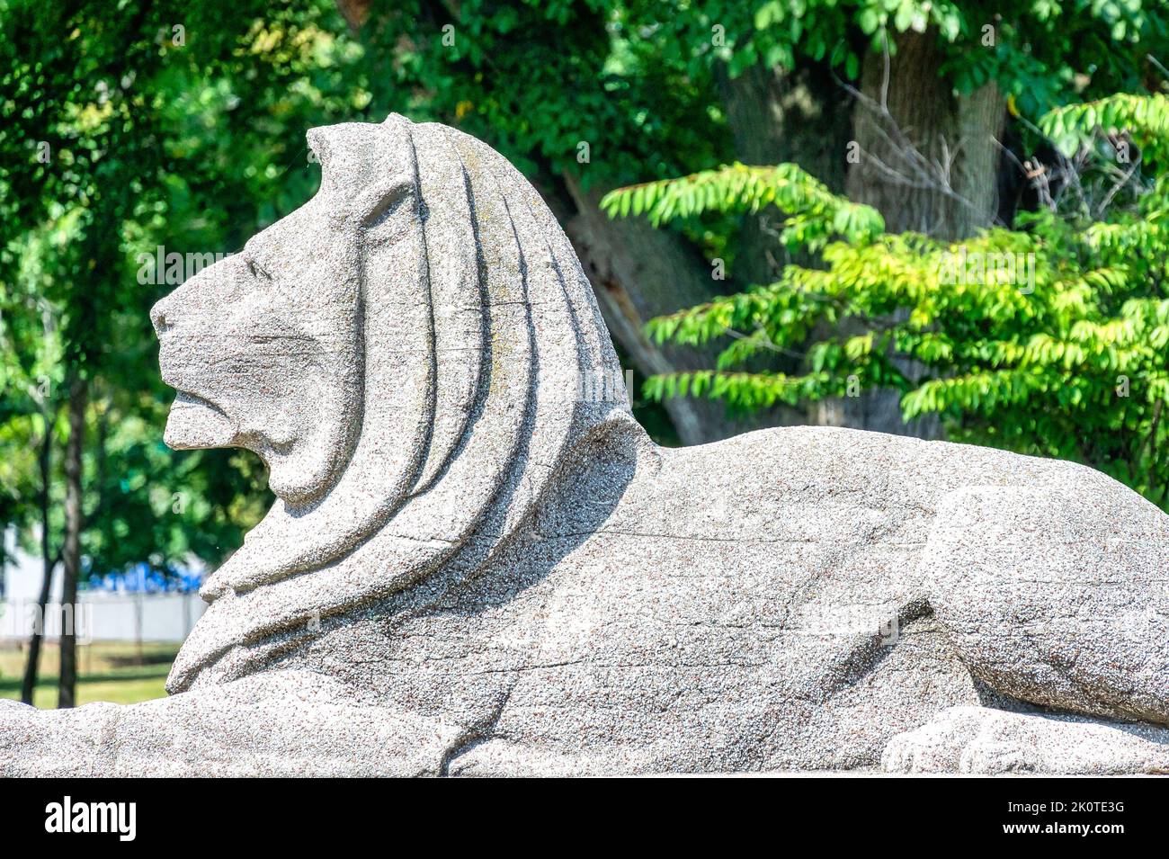 Stone Lion sculpture, édifice du gouvernement de l'Ontario dans Exhibition place, Toronto, Canada Banque D'Images
