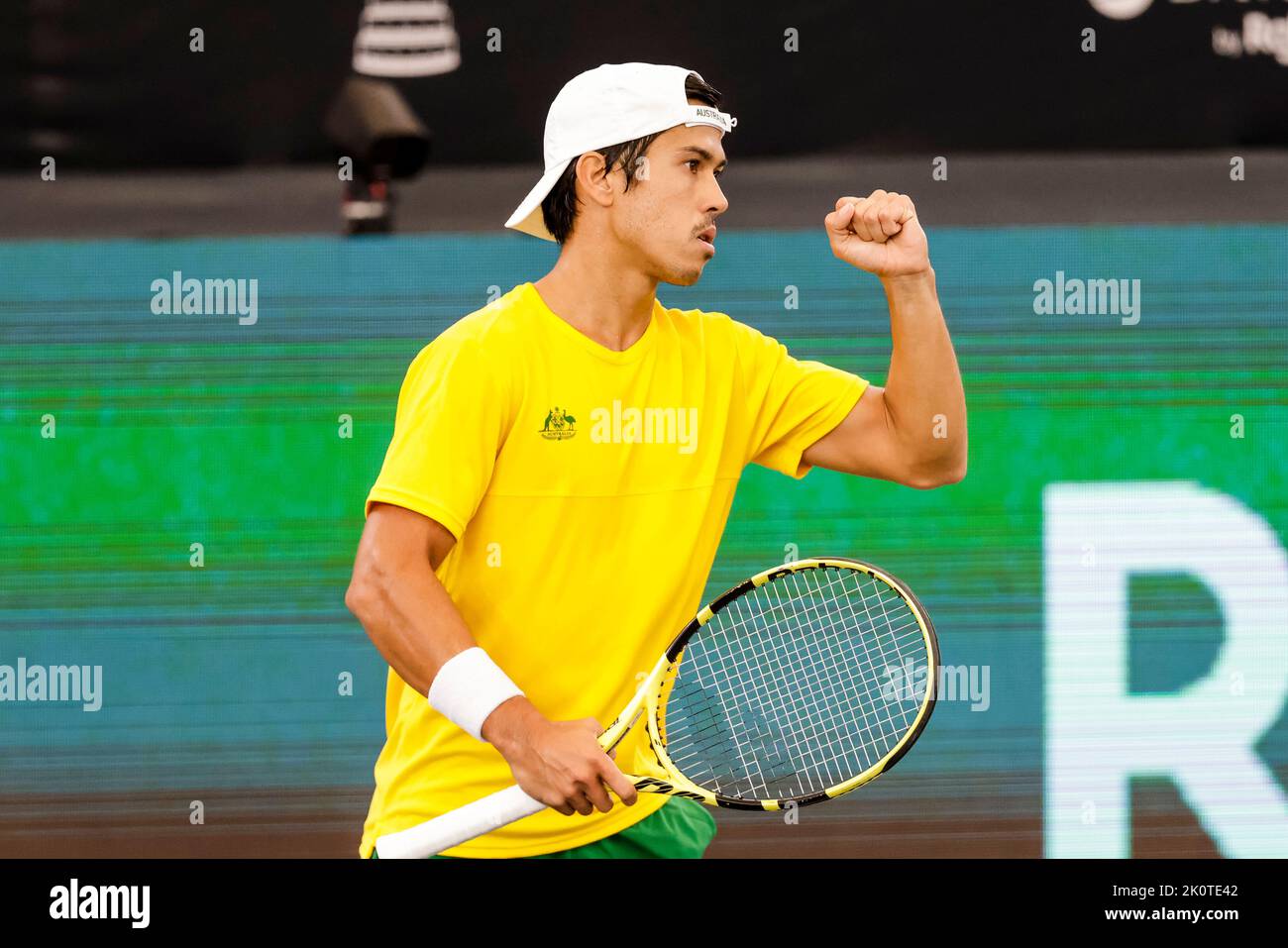 Hambourg, Allemagne, 13th septembre 2022. L'australien Jason Kubler est en action lors du match de groupe entre la Belgique et l'Australie à la finale de la coupe Davis 2022 à Hambourg, en Allemagne. Crédit photo: Frank Molter/Alamy Live News Banque D'Images