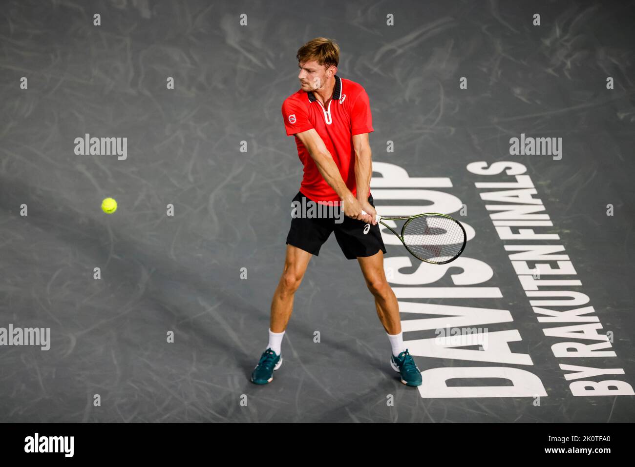 Hambourg, Allemagne, 13th septembre 2022. David Goffin est en action lors du match de groupe entre la Belgique et l'Australie lors de la finale de la coupe Davis 2022 à Hambourg, en Allemagne. Crédit photo: Frank Molter/Alamy Live News Banque D'Images