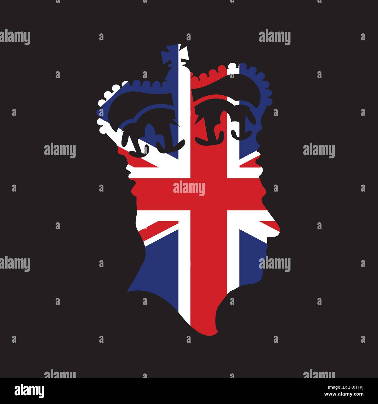 Londres, Royaume-Uni - septembre 2022 : silhouette latérale du roi Charles III Le nouveau roi après la mort de la reine Elizabeth II Illustration de Vecteur