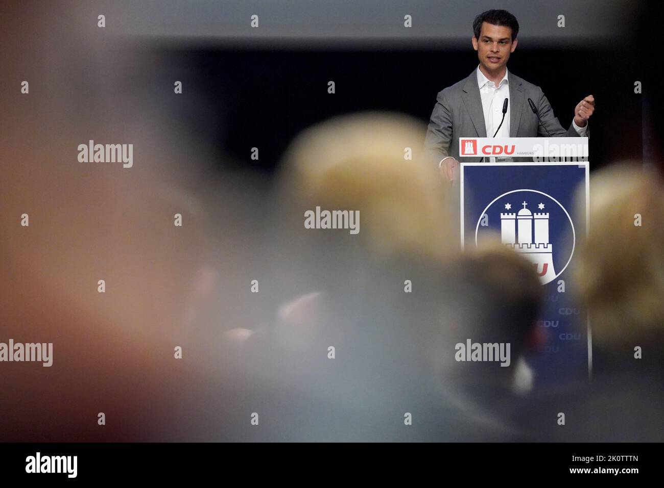 Hambourg, Allemagne. 13th septembre 2022. Christoph Ploß, président du parti de la CDU à Hambourg, s'exprime au comité d'état de la CDU à Hambourg dans la salle de musique du Besenbinderhof. Credit: Marcus Brandt/dpa/Alay Live News Banque D'Images