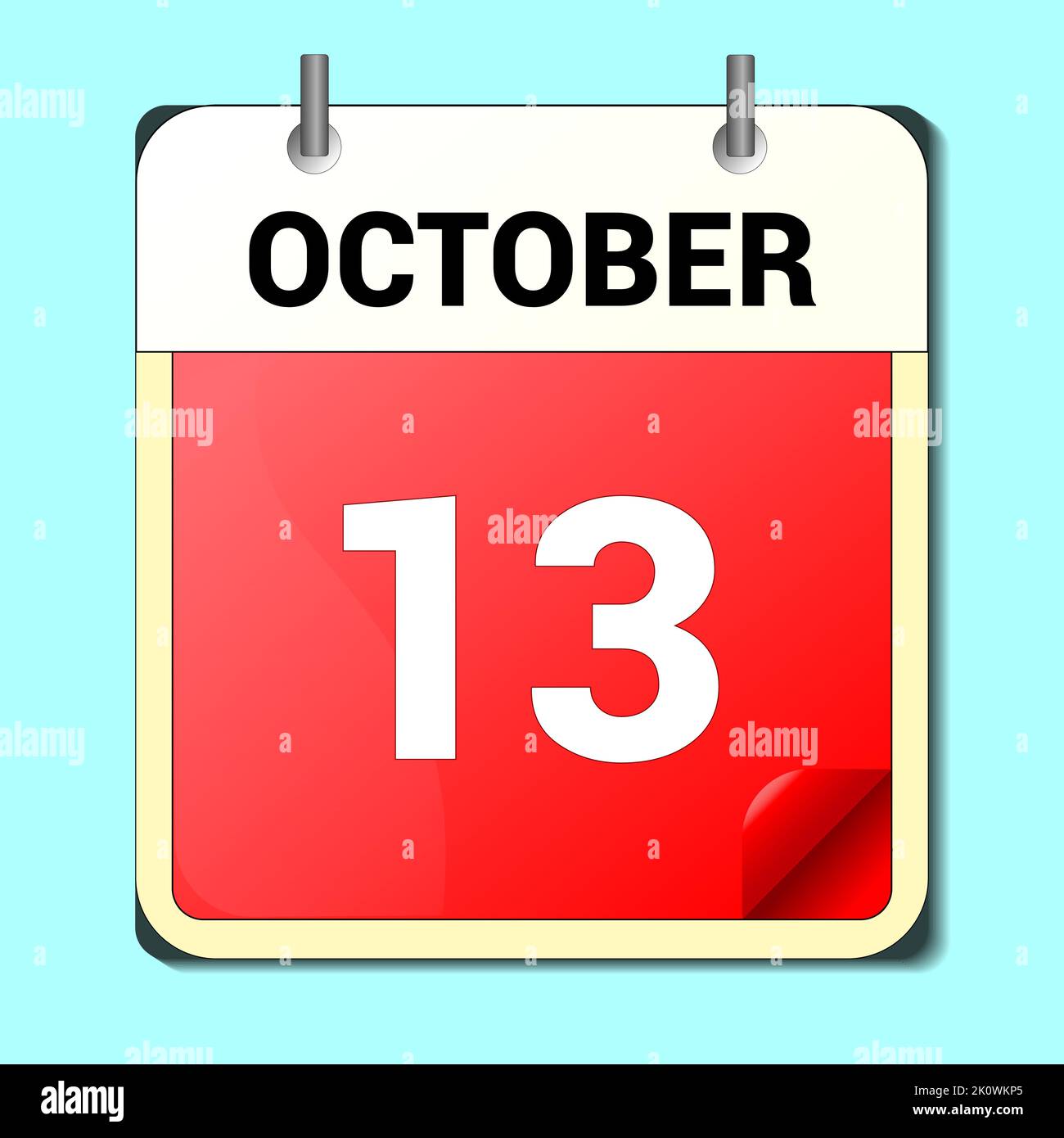 13 octobre .icône de calendrier.Illustration vectorielle,style plat.Date,jour de. Calendrier pour 2022 ans.jours fériés en octobre. Illustration de Vecteur