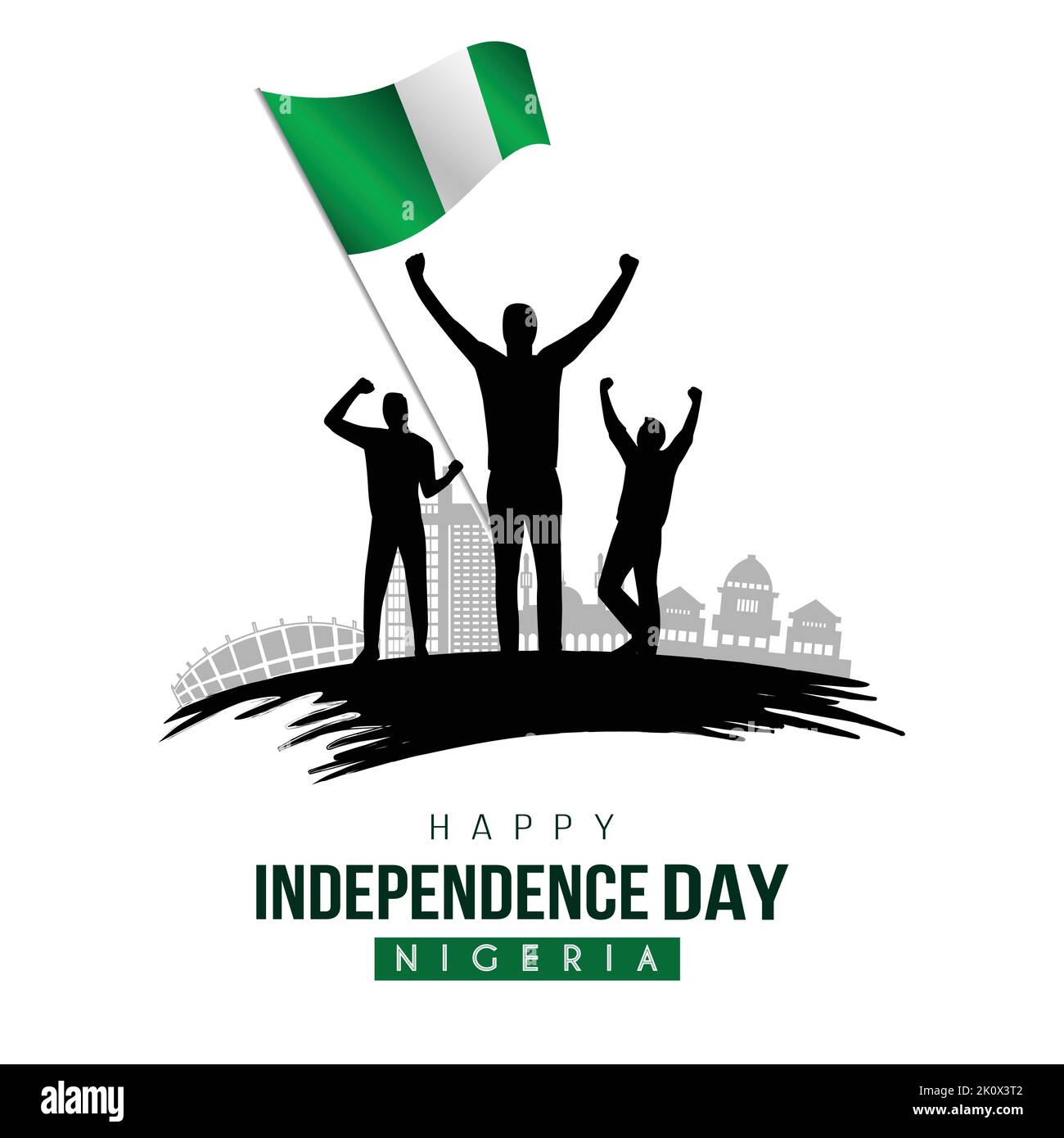 1er octobre Nigeria Independence Day. Main tenant le drapeau nigérian Illustration de Vecteur