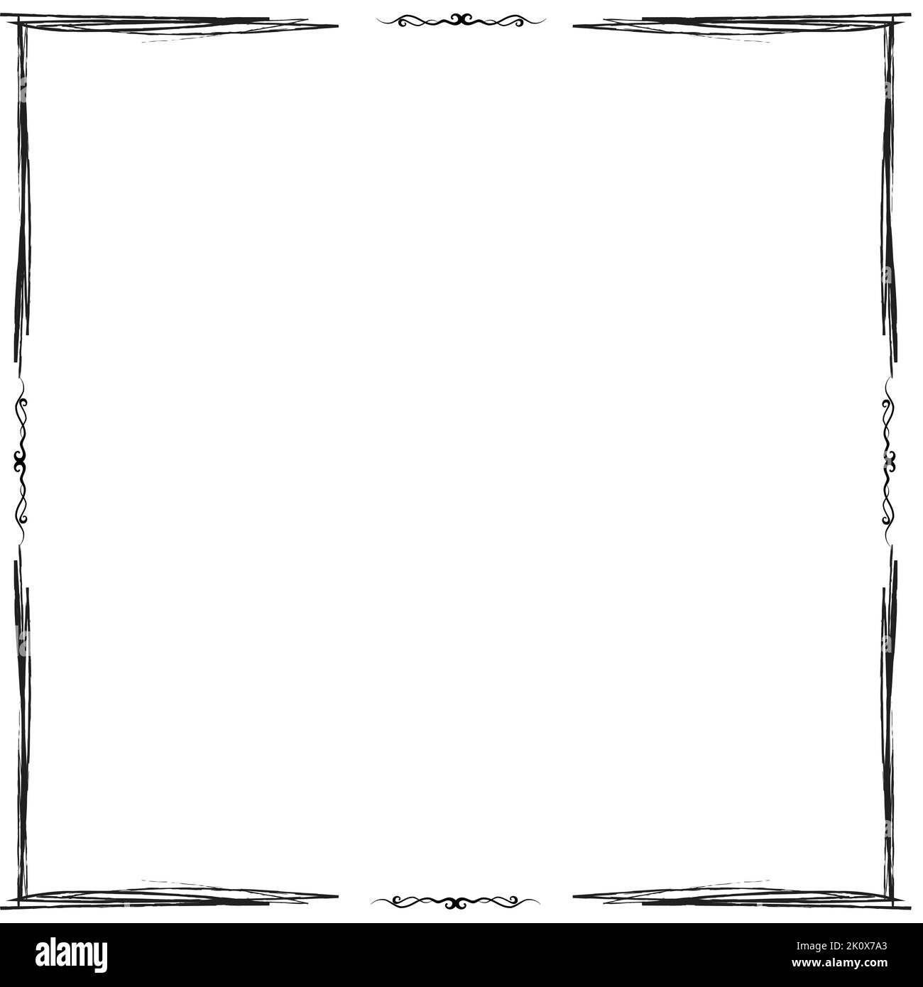Cadre Ou Bordure Illustration Blanche Et Noire Isolée Sur Fond Blanc. Dessin  Du Marqueur. Illustration Stock - Illustration du trame, blanc: 230412941