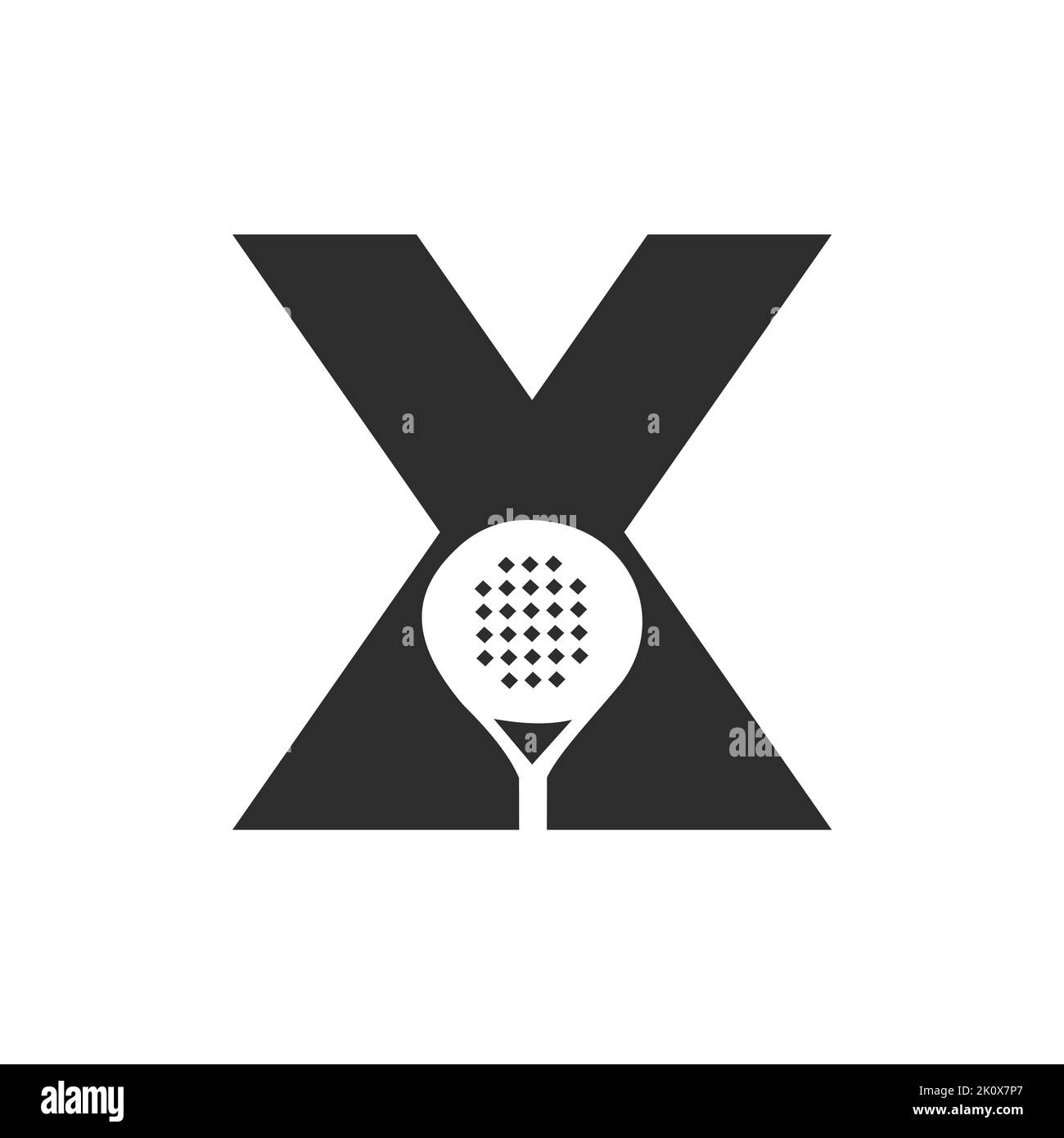 Modèle vectoriel de conception de logo Padel Racket Letter X. Symbole du club de tennis de table de plage Illustration de Vecteur