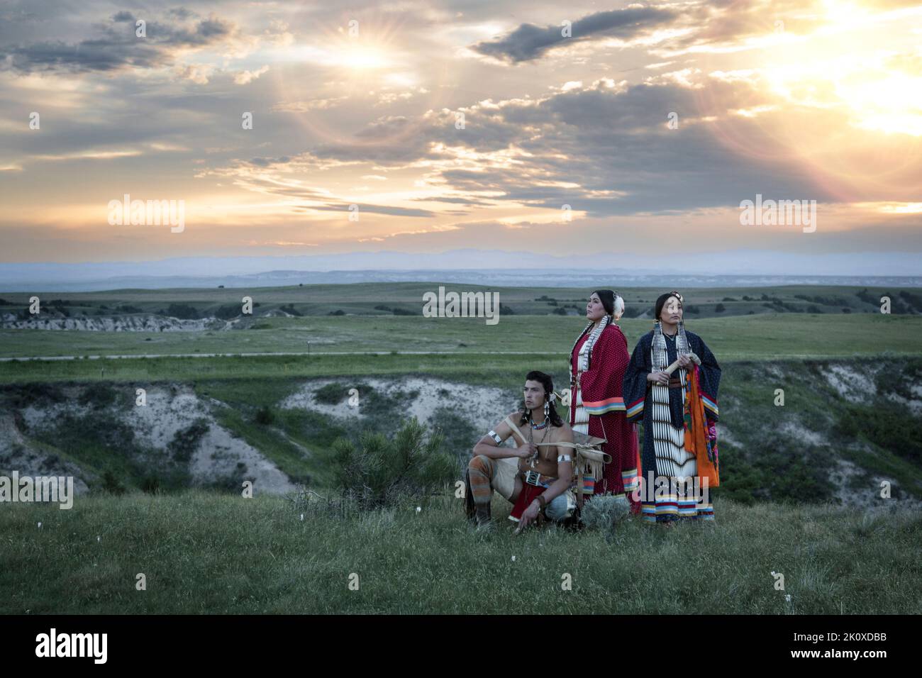 États-Unis, Great Plains, Dakota du Sud, Lakota dans les Badlands Banque D'Images
