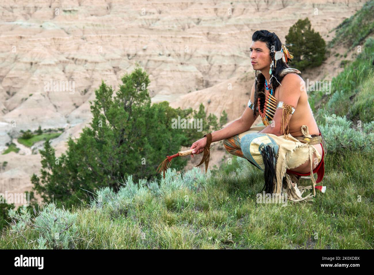 États-Unis, Great Plains, Dakota du Sud, Lakota scout Banque D'Images