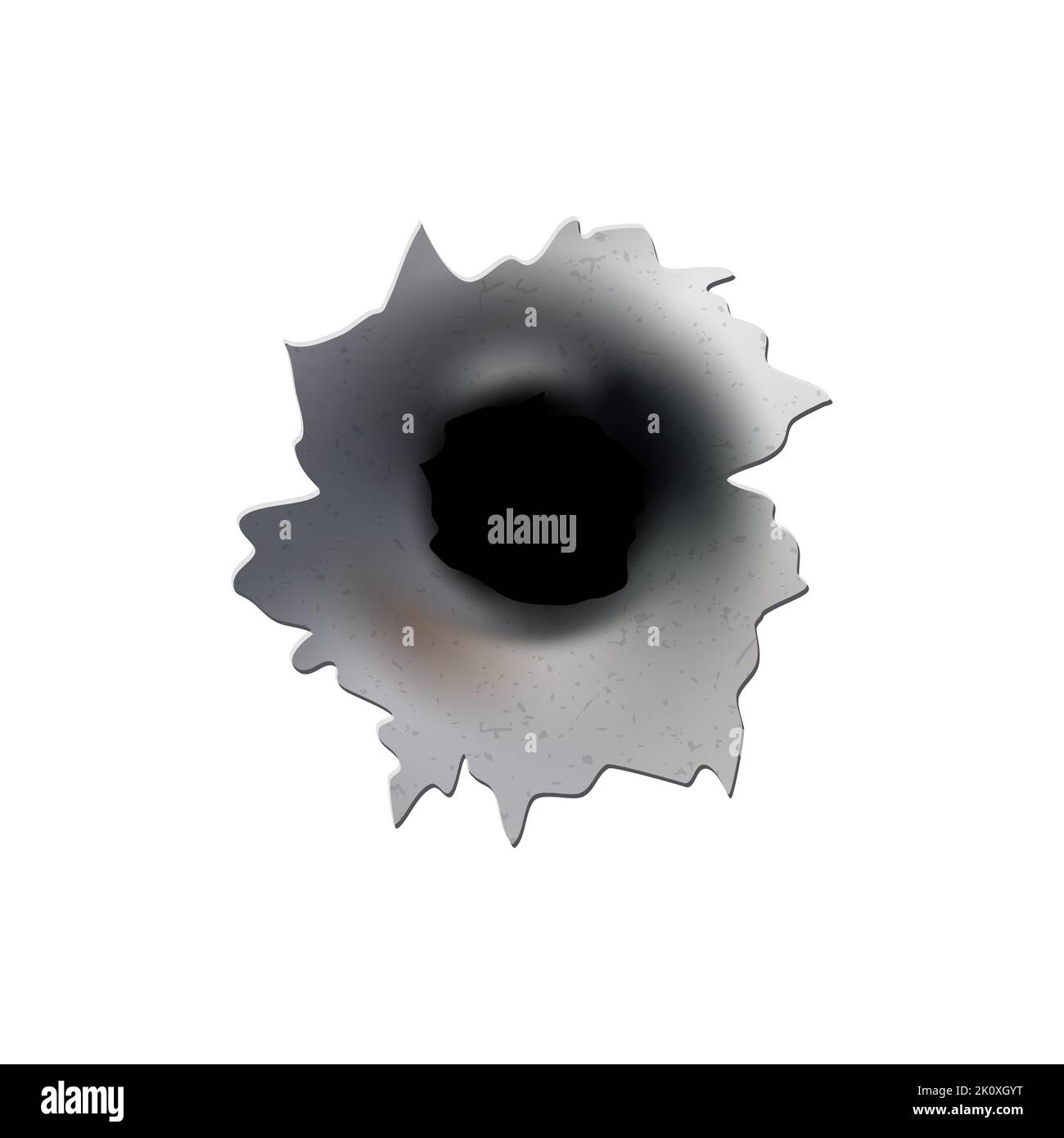 Trous de balle de pistolet ou de pistolet. Photographiez en métal à trou simple ou double. Dommages et fissures sur la surface. Vecteur isolé en arrière-plan Illustration de Vecteur