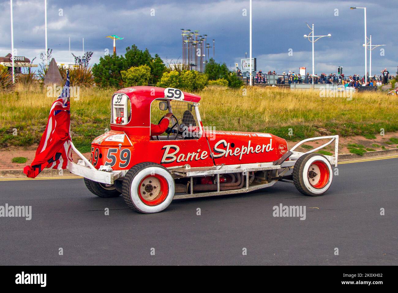 Brisca F1 Stockcar   Barrie Shepherd No. 59 au Southport Classic car and Speed sur la promenade du front de mer. Banque D'Images