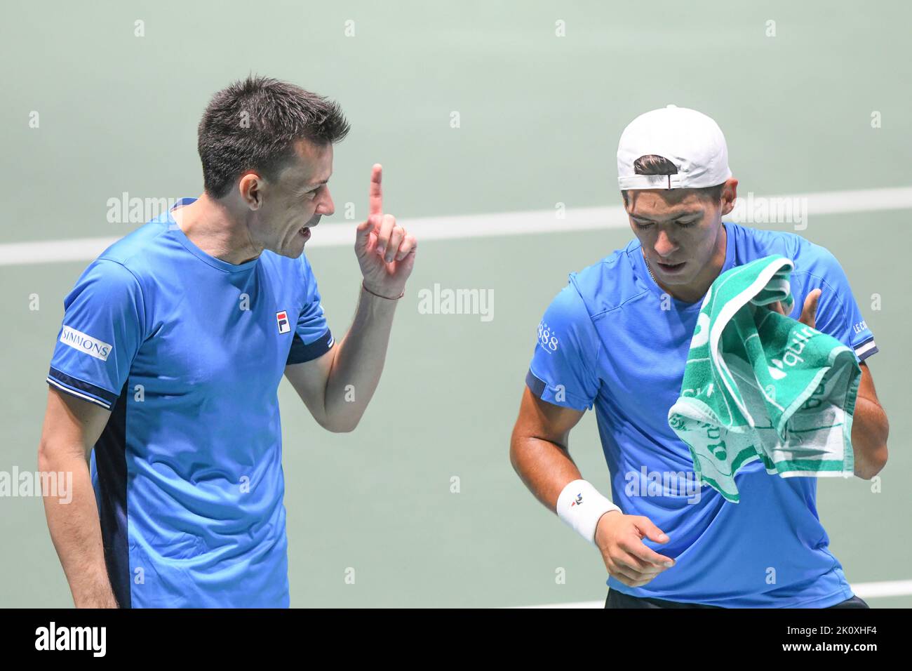 Guillermo Coria, capitaine de l'équipe Argentine, contre la Suède. Finale de la coupe Davis, Groupe A (Bologne) Banque D'Images