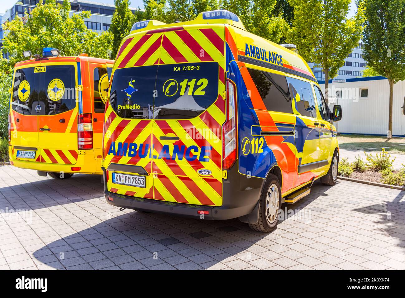 Walldorf, Allemagne - 17 juillet , 2022: Voitures de différents services d'ambulance en Allemagne Banque D'Images