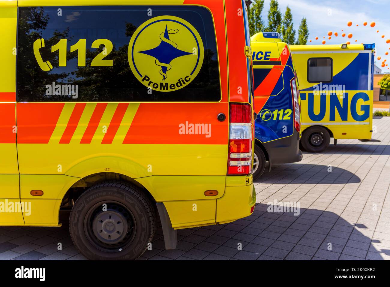 Walldorf, Allemagne - 17 juillet , 2022: Voitures de différents services d'ambulance en Allemagne Banque D'Images