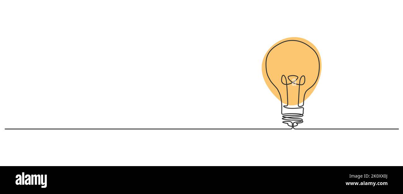 dessin d'une seule ligne d'ampoule isolée sur fond blanc, illustration vectorielle de dessin au trait Illustration de Vecteur