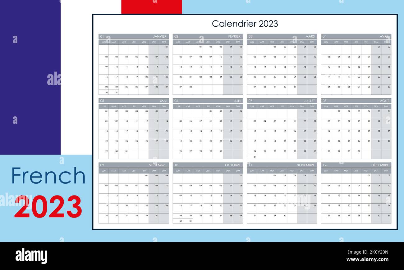 Calendrier 2023 francais Banque de photographies et d’images à haute