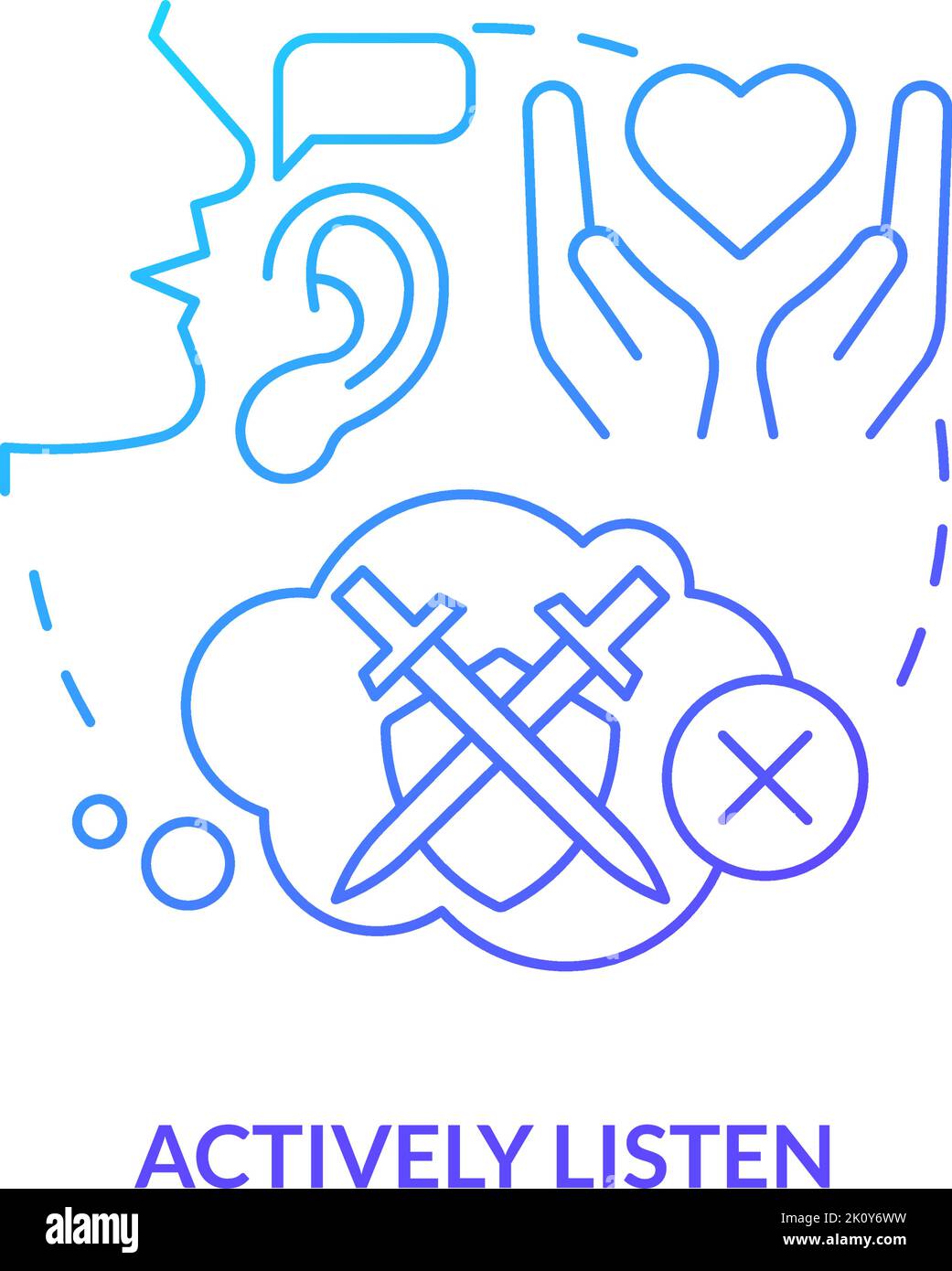 Écoutez activement l'icône de concept de dégradé bleu Illustration de Vecteur