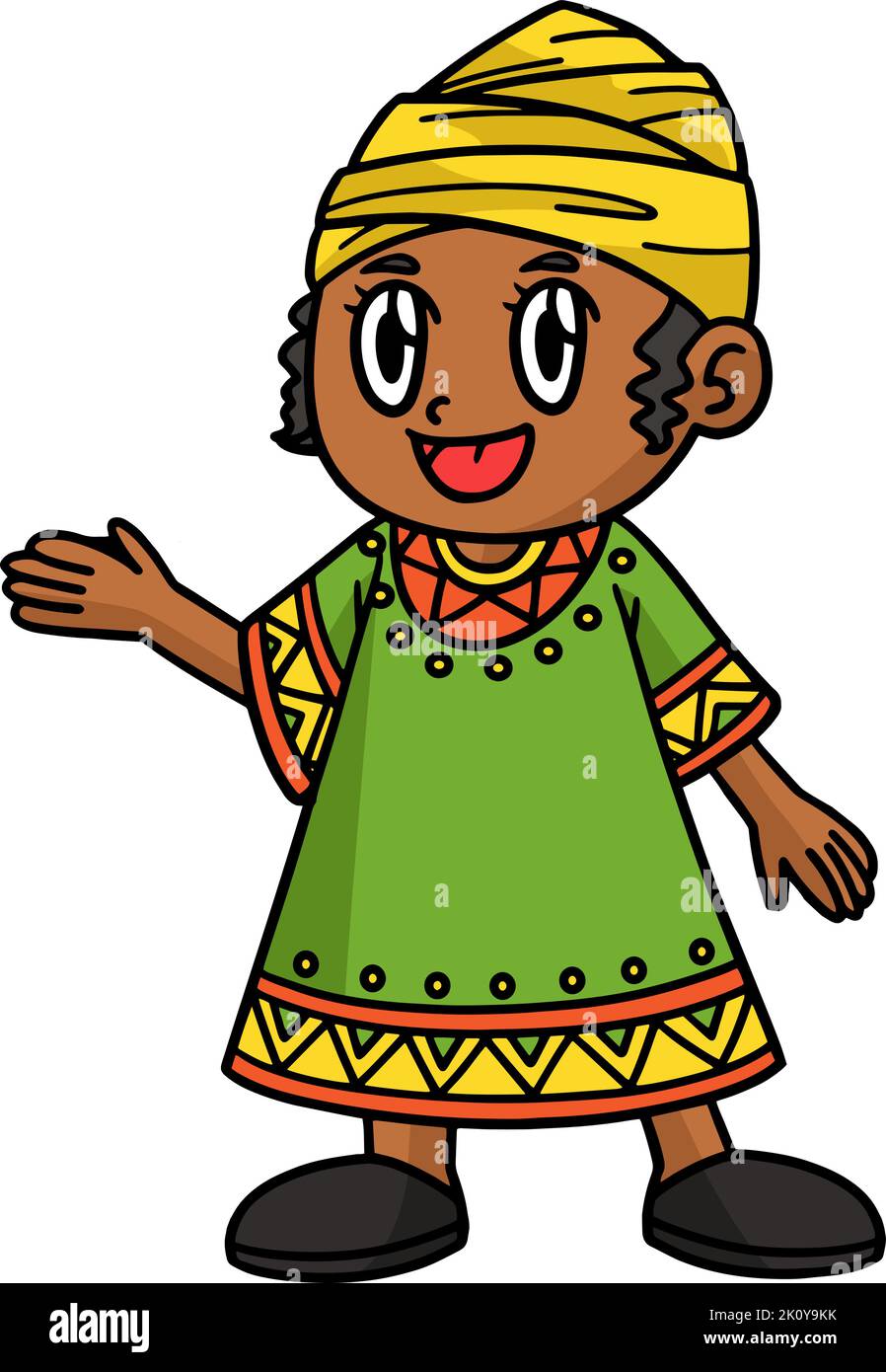 Kwanzaa Afro Girl Cartoon Clipart coloré Illustration de Vecteur