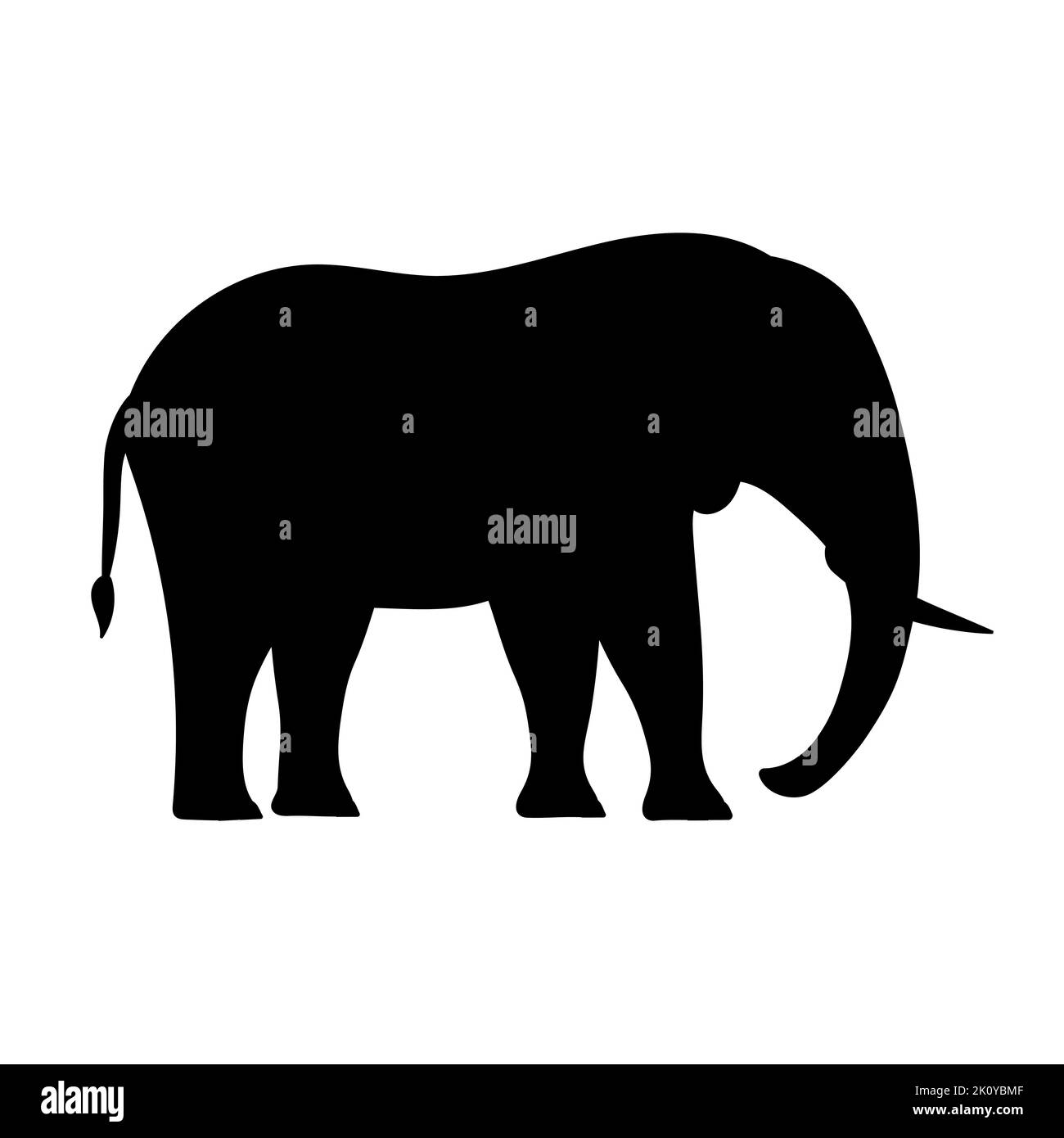 Silhouette d'éléphant vectorielle plate dessinée à la main Illustration de Vecteur