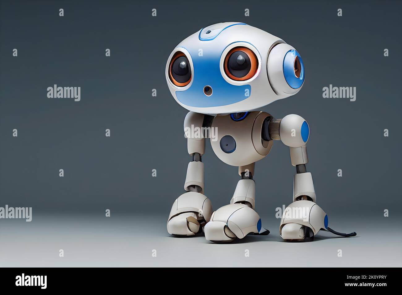 Illustration de la caricature d'un robot de chiot curieux et frais. 3D rendu. Banque D'Images