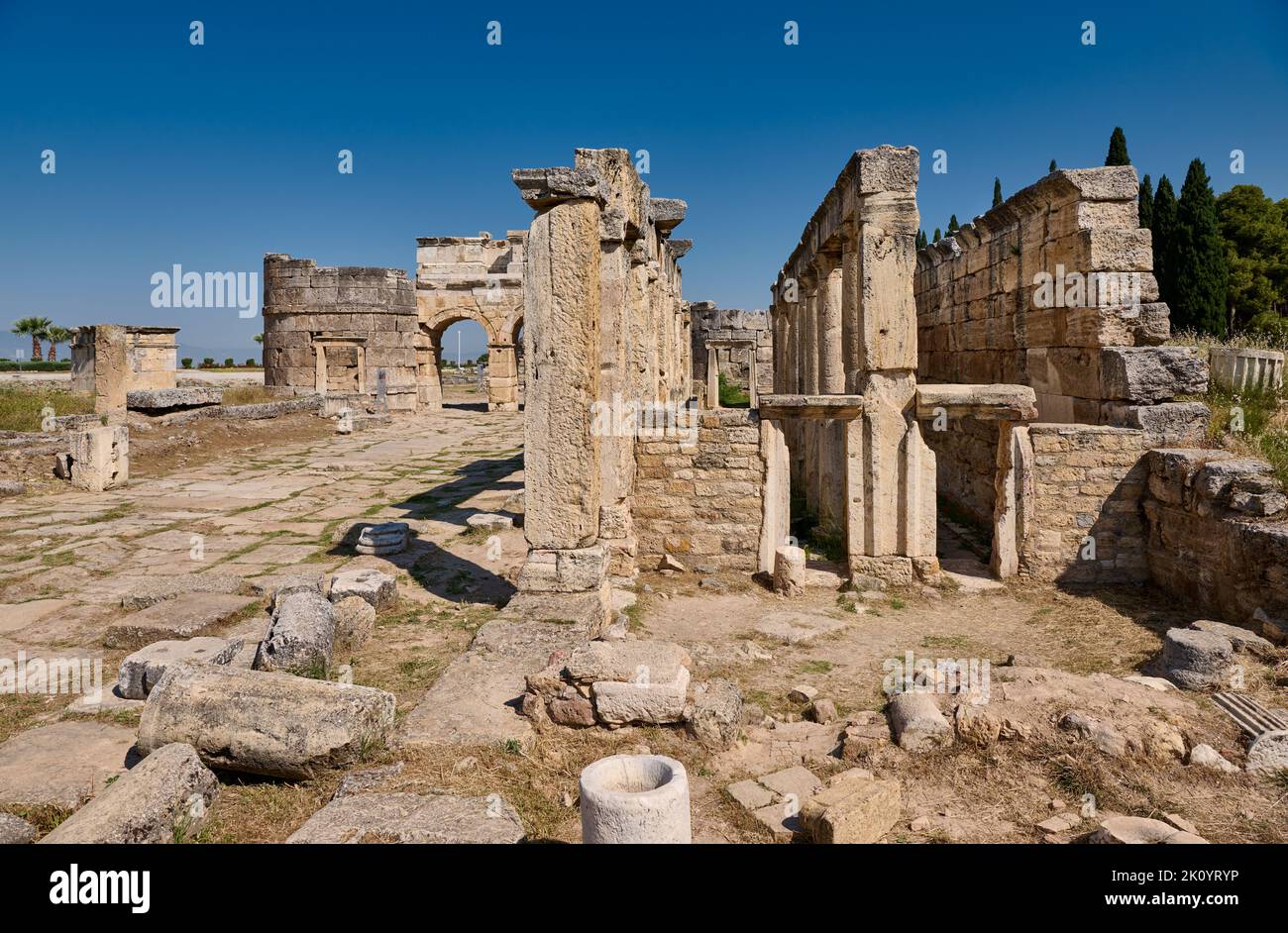 Latrines en grec site archéologique de Hiérapolis Pamukkale, Pamukkale, Denizli, Turquie Banque D'Images