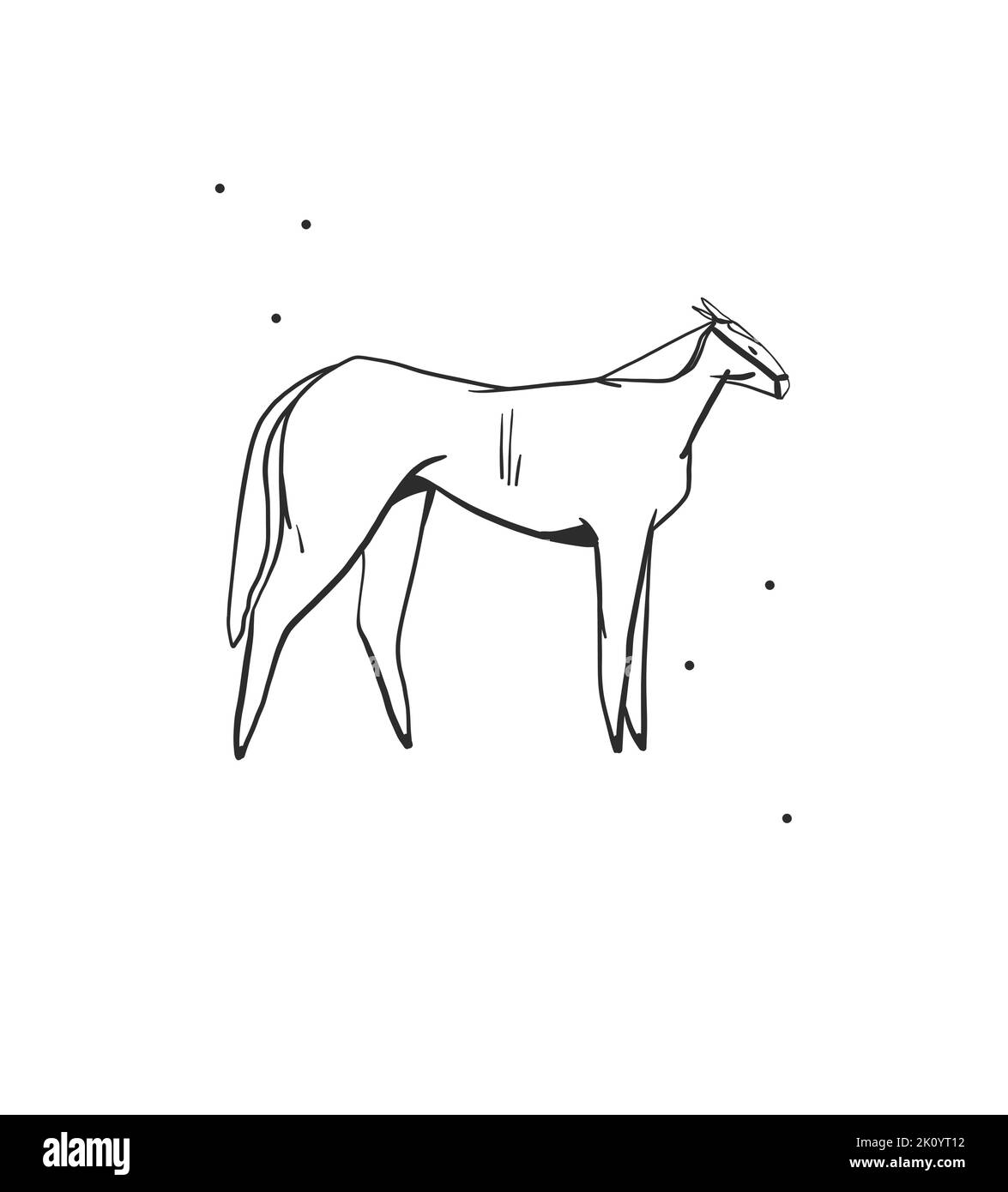 Dessin à la main abstrait vecteur graphique clipart illustration boho cheval logo élément isolé.Western design concept.Bohemian Wild West art contemporain Illustration de Vecteur