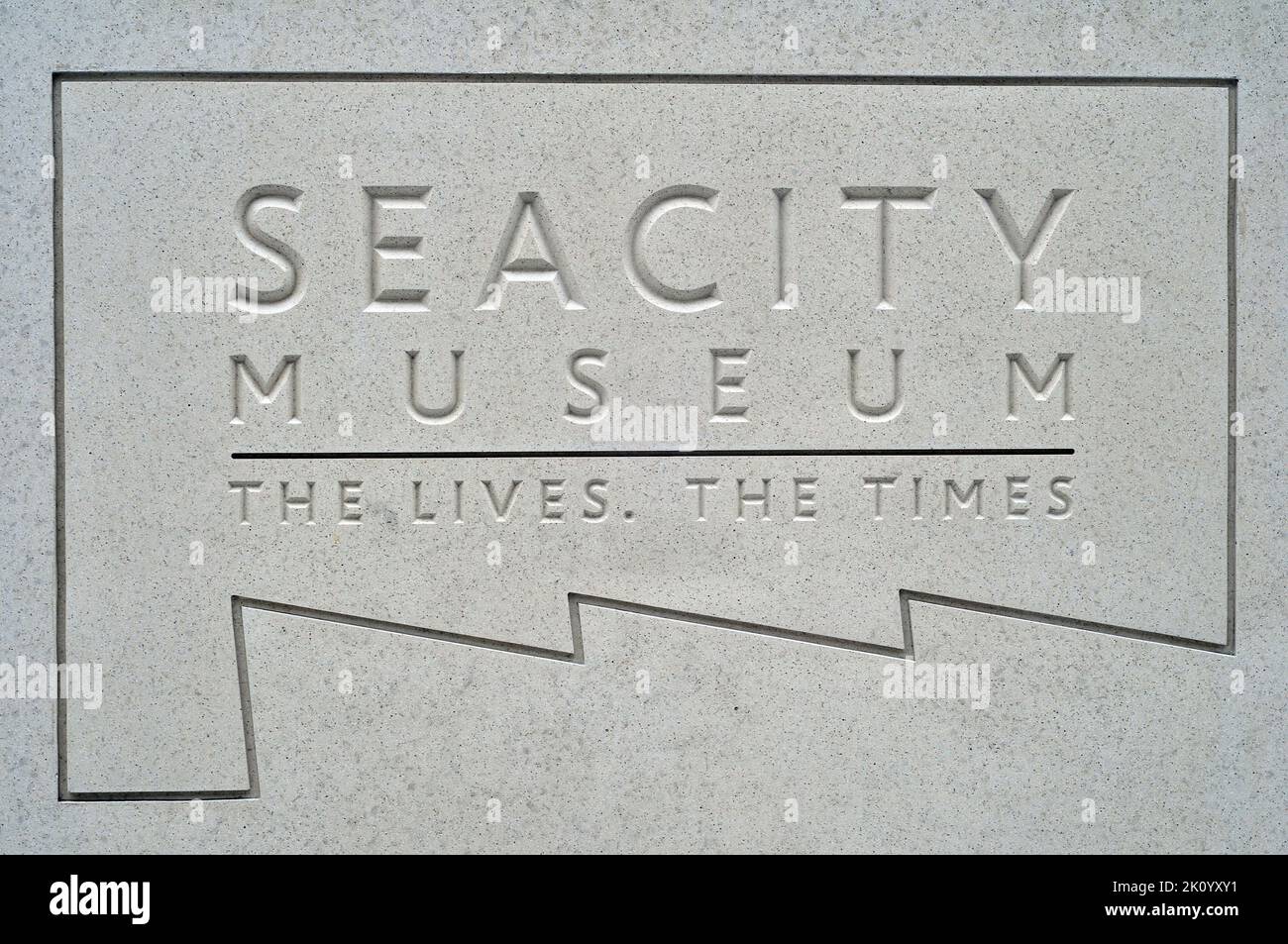 Panneau extérieur SeaCity Museum, Southampton, Hampshire, Angleterre. Banque D'Images