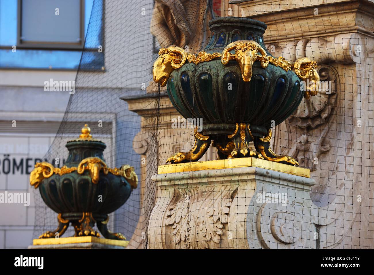 Ziegenkopf, Widder, Amphore, Vienne, Architektur in der Innenstadt oder Altstadt von Wien Österreich Banque D'Images