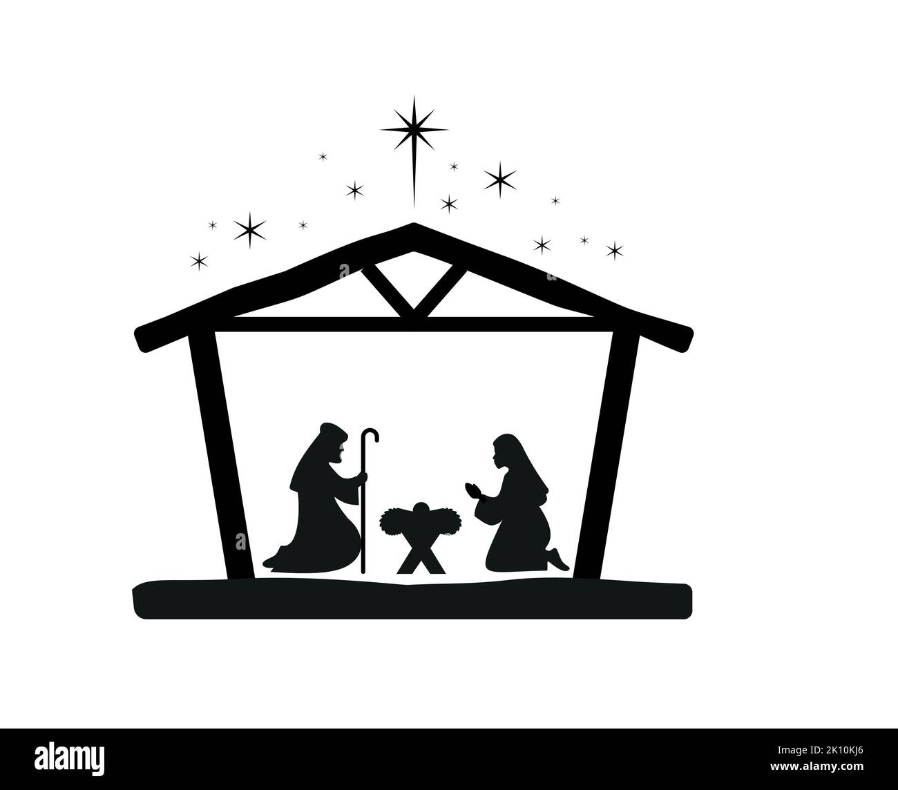 Scène de la nativité de Noël avec le bébé Jésus, Marie et Joseph dans le manger.Traditional 