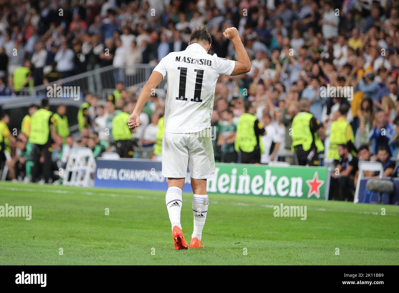 Madrid, Espagne. 14th septembre 2022. Le Vinícius Júnior du Real Madrid en action pendant le match de la Ligue des Champions le jour 2 entre le Real Madrid et le RB Leipzig au stade Santiago Bernabeu de Madrid, en Espagne, sur 14 septembre 2022. Crédit : Edward F. Peters/Alay Live News Banque D'Images