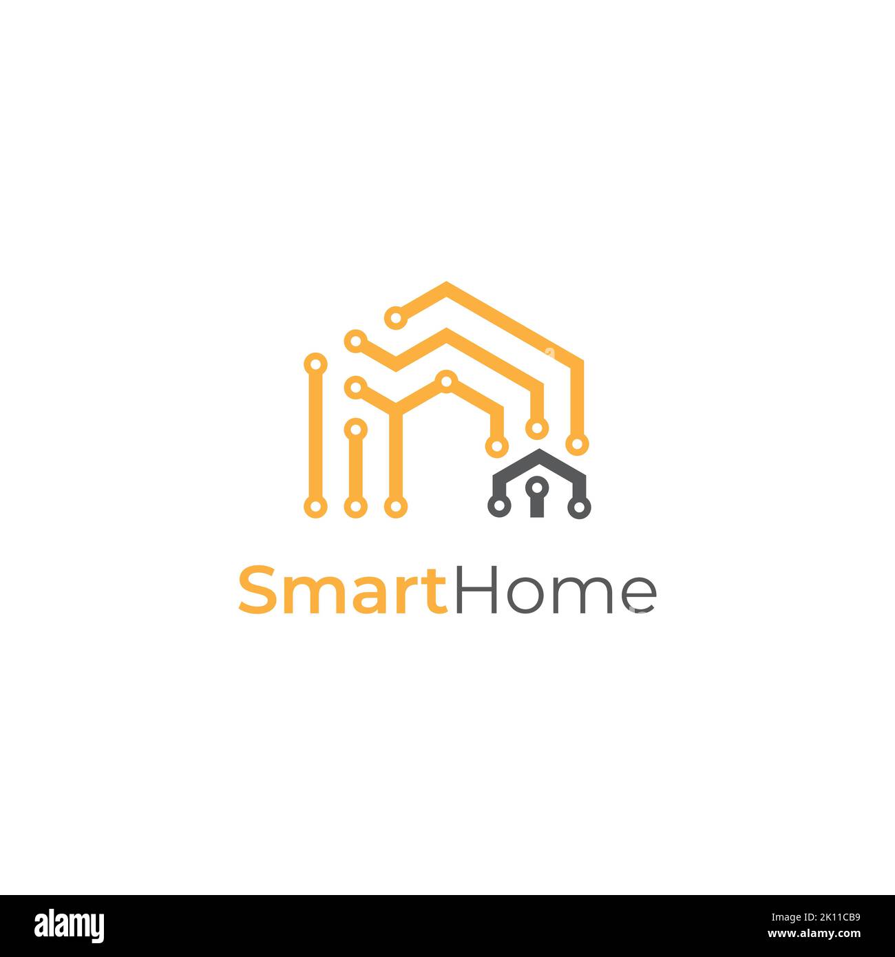 icône moderne de la maison intelligente. Modèle de conception du logo Creative TECH House Illustration de Vecteur