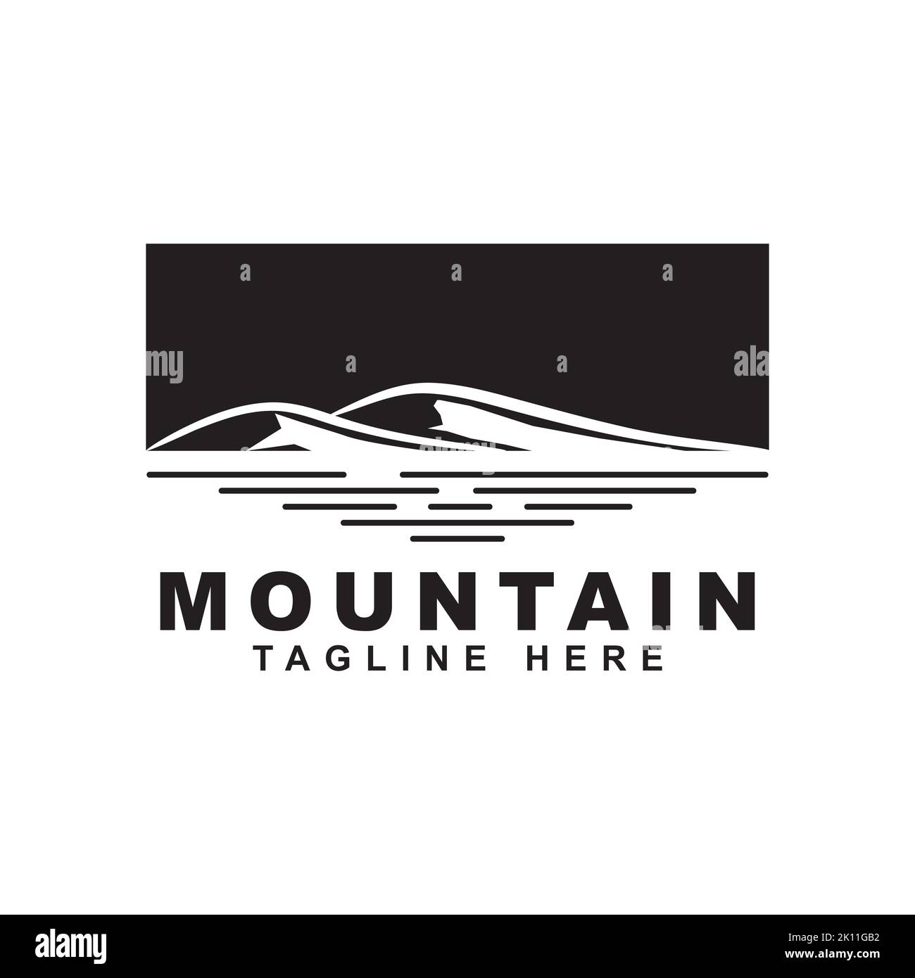 Modèle de logo Desert. Colline de montagne avec l'illustration du soleil Illustration de Vecteur