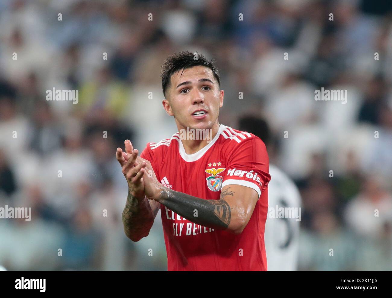 Turin, Italie. 14th septembre 2022. Enzo Fernandez de Benfica lors de la Ligue des champions de l'UEFA, Groupe H, match de football entre Juventus FC et Benfica, o 14 septembre 2022, à l'Allianz Stadium, Turin Italie. Photo Nderim Kaceli crédit: Live Media Publishing Group/Alay Live News Banque D'Images