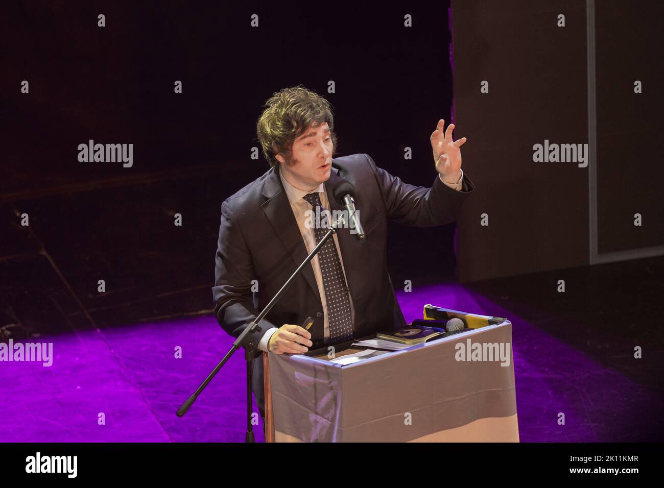 Argentine, 12th septembre 2022. L'économiste et adjoint national de l'espace politique la Libertad Avanza Javier Milei. Banque D'Images