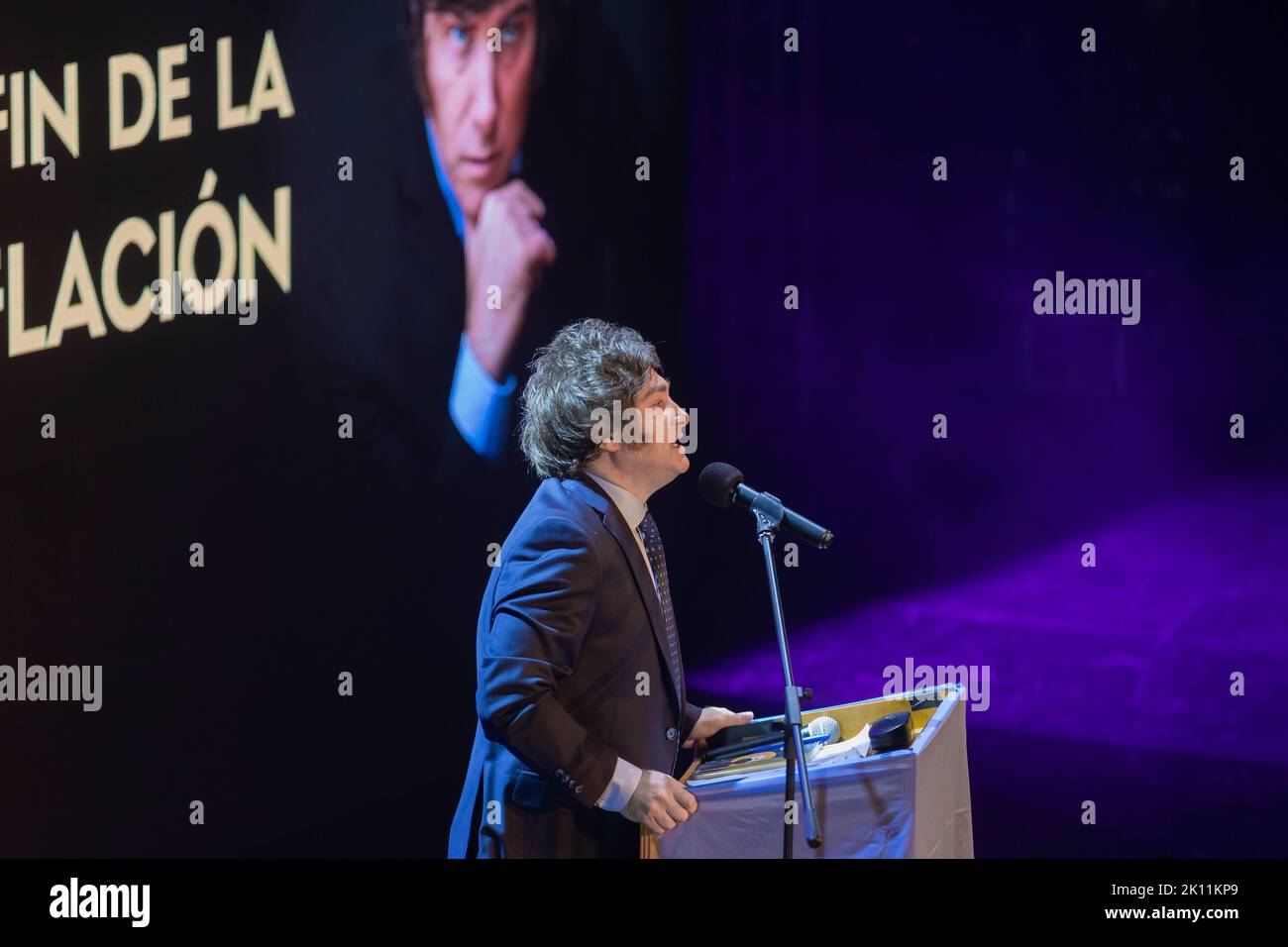 Argentine, 12th septembre 2022. L'économiste et adjoint national de l'espace politique la Libertad Avanza Javier Milei. Banque D'Images