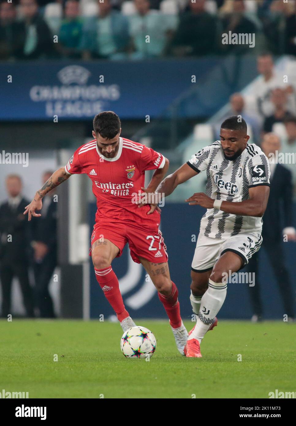 14 septembre 2022, Turin, Italie: Rafa Silva de Benfica et Bremer de Juventus FC lors de la Ligue des champions de l'UEFA, Groupe H, match de football entre Juventus FC et Benfica, o 14 septembre 2022, au stade Allianz, Turin Italie. Photo Nderim Kaceli. (Credit image: © Nderim Kacili/LPS via ZUMA Press Wire) Banque D'Images