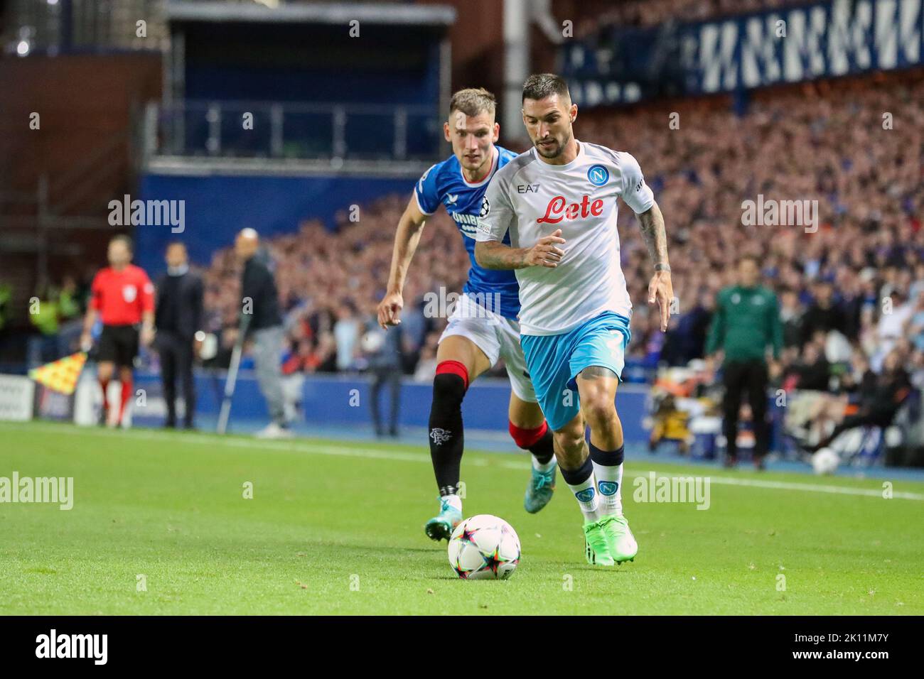 Glasgow, Royaume-Uni. 14th septembre 2022. Le FC Rangers a joué le FC Napoli au stade Ibrox des Rangers, à Glasgow, en Écosse, au Royaume-Uni, dans la 'Champions League Group Stage'. L'arbitre du match était Antonio Maten Lahoz d'Espagne. Crédit : Findlay/Alay Live News Banque D'Images