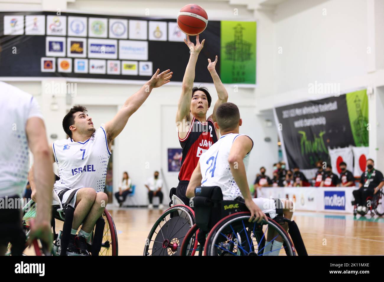 Phuket, Thaïlande. 14th septembre 2022. Renshi Chokai (JPN) basketball en fauteuil roulant : 2021 IWBF hommes U23 Championnat du monde de basketball en fauteuil roulant quart de finale match entre le Japon 64-43 Israël au complexe sportif de l'Université Prince of Songkla, campus de Phuket à Phuket, Thaïlande . Credit: AFLO/Alay Live News Banque D'Images