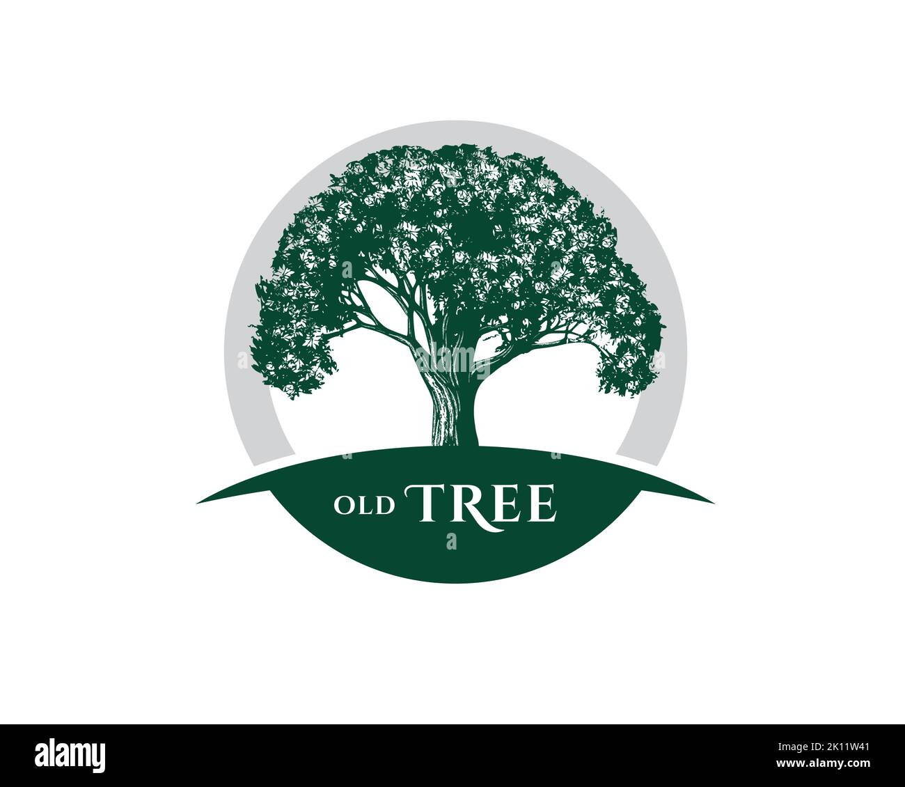 Logo vintage Old Oak Maple Tree Illustration de Vecteur