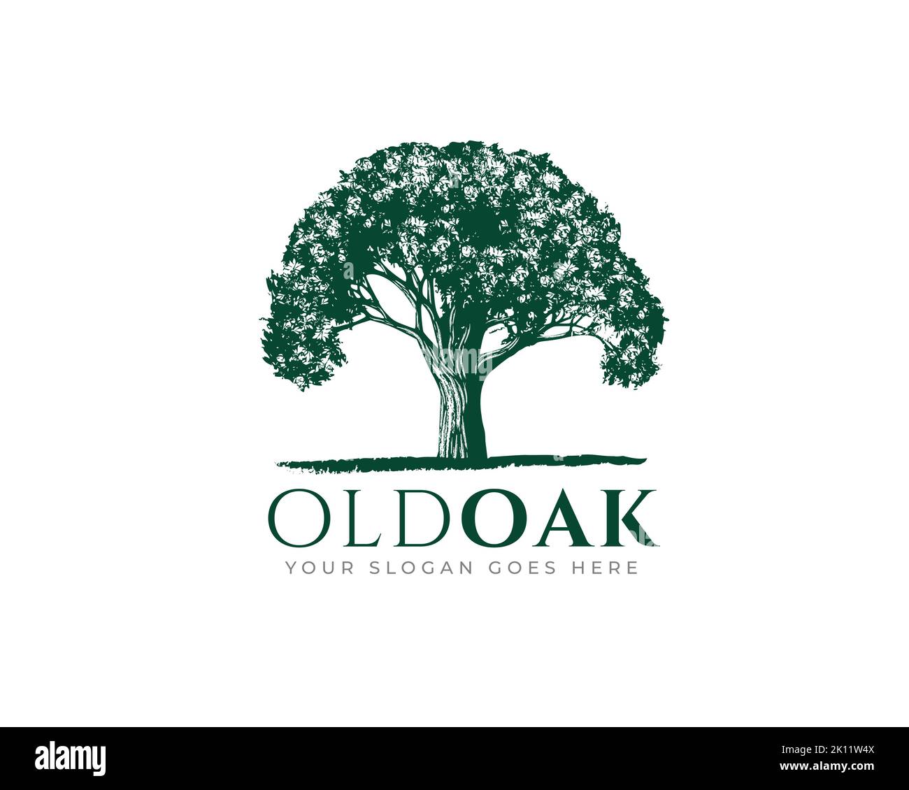 Logo vintage Old Oak Maple Tree Illustration de Vecteur