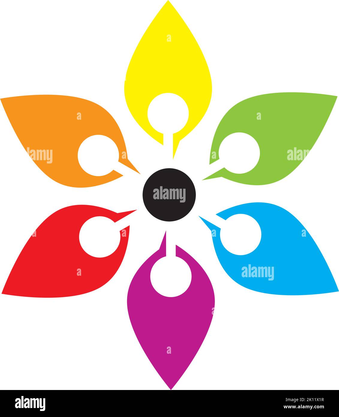 pétales de fleurs hexa colorés interconnectés Illustration de Vecteur