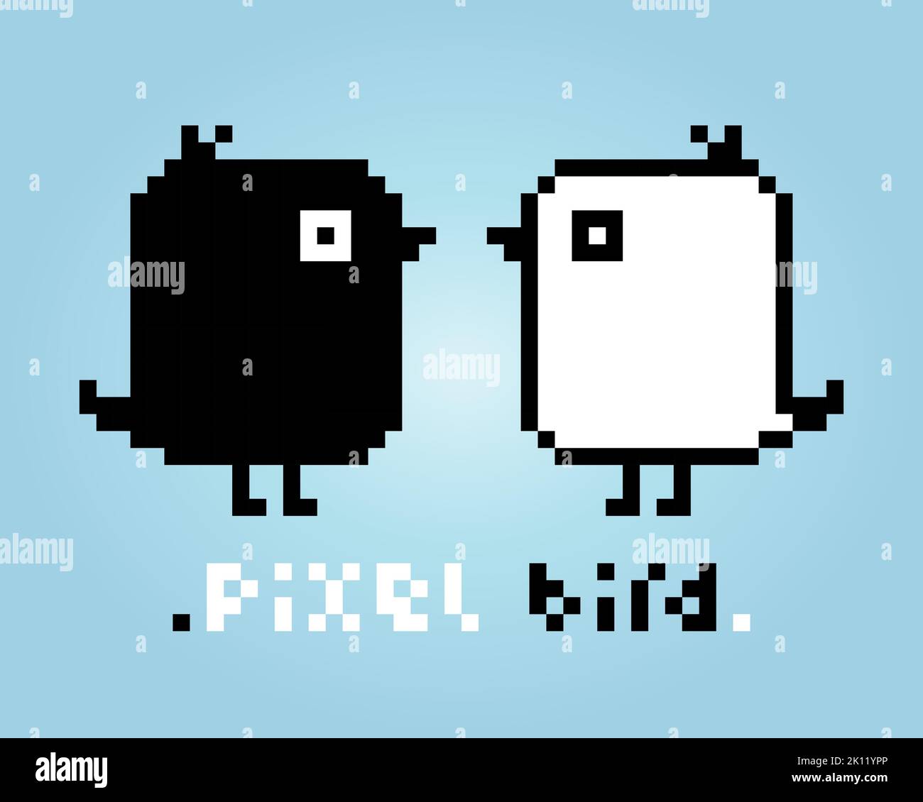 Pixel 8 bits couple oiseau. Ressources de jeu d'animaux dans l'illustration vectorielle. Illustration de Vecteur