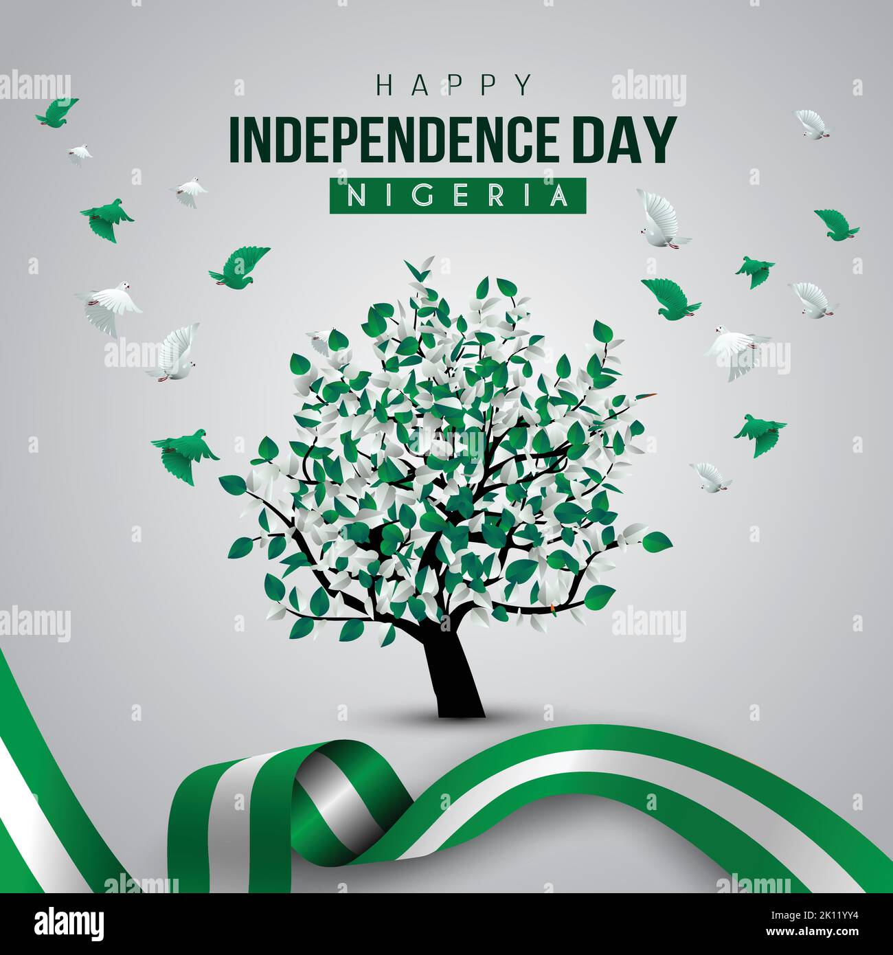 Joyeux jour de l'indépendance salutations Nigeria. Vecteur illustration design Illustration de Vecteur