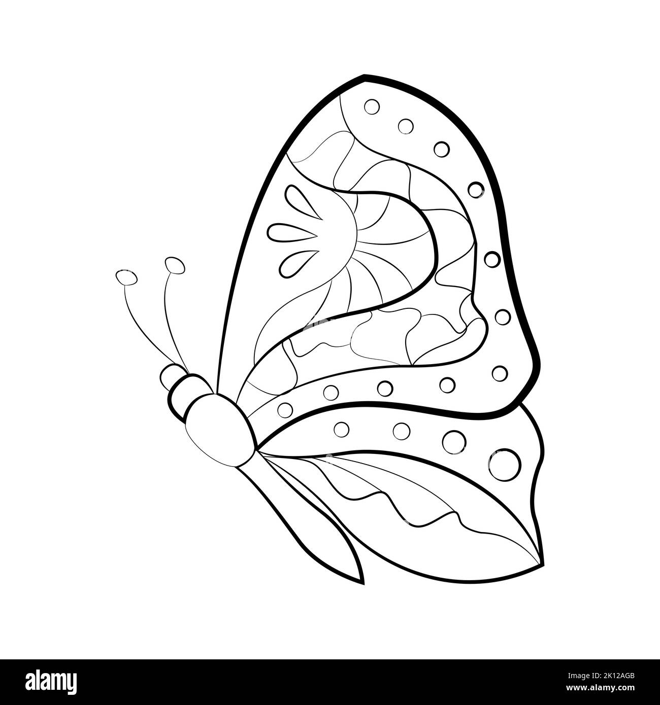 Papillon avec un motif sur les ailes, insectes exotiques, imprimé pour tatouage. Illustration vectorielle Illustration de Vecteur