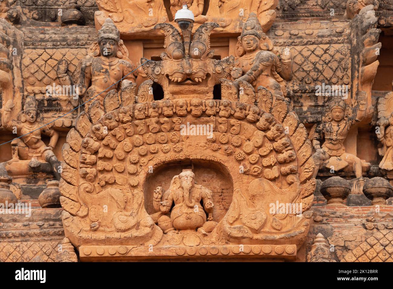 Seigneur Ganesha sur le temple de Brihadeshwara, Grand Temple, Thanjavur, Tamil Nadu, Inde. Banque D'Images