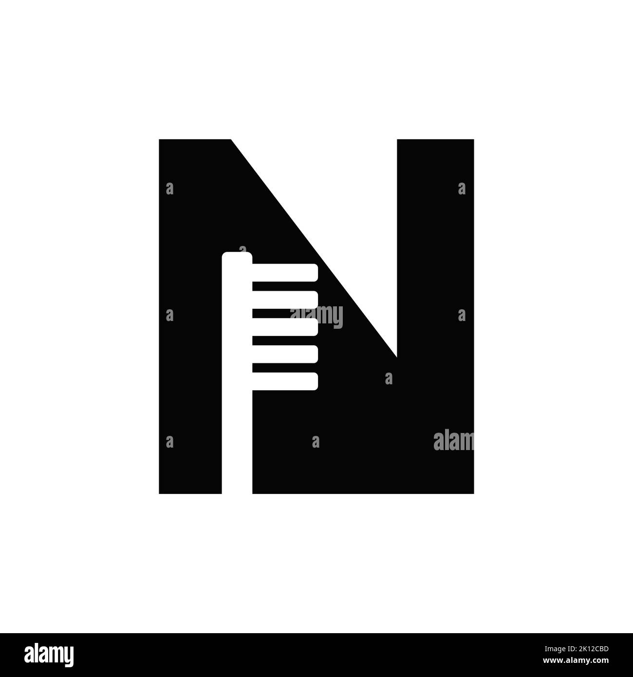Concept de logo dentaire Letter N avec modèle de brosse à dents Vector. Dents, symbole de soins dentaires, signe médical et de médecine Illustration de Vecteur